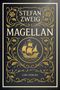 "STEFAN ZWEIG MAGELLAN LIWI VERLAG" in goldener Schrift, umgeben von floralen Mustern mit einem Segelschiff in der Mitte., Buch