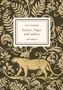 "Kurt Tucholsky, Panter, Tiger und andere, LIWI VERLAG." Hintergrund mit floralen Mustern und einer Panther-Illustration., Buch