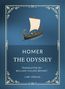 „HOMER THE ODYSSEY“, „TRANSLATED BY WILLIAM CULLEN BRYANT“, „LIWI VERLAG“. Antikes Schiff auf blauem Hintergrund., Buch