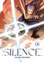 „SILENCE“ und „YOANN VORNIÈRE“ steht unten. Ein Charakter mit blauen Haaren ist dynamisch in Aktion, Lichtstrahlen strahlen aus., Buch