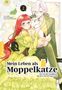 „Mein Leben als Moppelkatze“ steht neben einem Paar in feierlicher Kleidung mit einer Katze im Arm., Buch