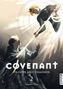 "Covenant: Priester und Dämonen" und "LySandra Vuong" sind prominent. Zwei Figuren mit leuchtendem Seil, eine oben, eine unten., Buch