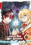 Text: "Der stärkste Held mit dem Mal der Schwäche". Zwei Anime-Charaktere stehen nebeneinander, halten Hände mit magischem Licht., Buch