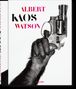 Text: "ALBERT KAOS WATSON". Ein Revolver wird von einer behaarten Hand gehalten.