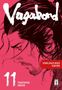 „Vagabond“, „Vorläufiges Cover“, „11“, „Takehiko Inoue“. Illustration: Profil eines konzentrierten Manns vor rotem Hintergrund.