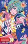 „WITCH WATCH“, „21 PHANTOM BLAZE“. Buntes Manga-Cover: Mädchen mit grünem Haar, leuchtende Farben und Flammen.