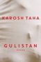 Roter Text: "KAROSH TAHA, GULISTAN, ROMAN" vor einem beigefarbenen, texturierten Hintergrund mit subtilen Erhebungen., Buch