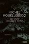 Text: "Michel Houellebecq. Der stets verlorene Kampf. Gedichte. DUMONT." Dunkler Hintergrund mit weißen Blumen., Buch