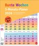 Bunte Wochen 3-Monatsplaner 2026, Kalender, Kalender
