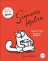 "Simons Katze. Tag für Tag 2027. 1,6 Mrd. Fans auf YouTube. Simon Tofield. Illustration einer Katze mit Futternapf.", Kalender
