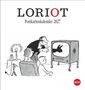 "LORIOT Postkartenkalender 2027". Illustration: Eine Familie schaut fern, ein Mann macht ein Schattenspiel., Kalender