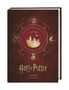 „Harry Potter Kalender 2026 | 2027“, rotes Buchcover mit Hogwarts-Motiven und Symbolen der vier Häuser., Kalender
