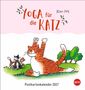 Der Text lautet: "Yoga für die Katz", "Klaus Puth", "Postkartenkalender 2027". Eine Illustration mit Katzen beim Yoga., Kalender