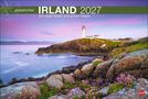 globetrottter IRLAND 2027. Von rauen Küsten und grünen Hügeln. Küstenlandschaft mit Leuchtturm auf Felsen bei Sonnenuntergang., Kalender