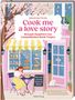 Cook me a love story, Rezepte inspiriert von romantischen Book Tropes. Illustration: Frau in Café, Blütenbaum, Katze., Buch