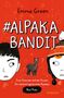 "#ALPAKA BANDIT: Zwei Freunde auf der Flucht. Ein schlecht gelauntes Alpaka. Null Plan." Illustration mit Alpaka und Gesichtern.