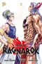 "Record of Ragnarok" Band 13. Zwei muskulöse Figuren im Profil mit detailliertem Körperbau, eine mit Hörnern., Buch
