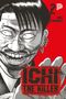 „ICHI THE KILLER“ steht in großen, schwarzen Lettern. Halbseitiges Manga-Gesicht mit irrem Grinsen auf rotem Hintergrund., Buch