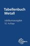 "Tabellenbuch Metall, Jubiläumsausgabe, 50. Auflage." Blaues Cover mit weißem Text und einem Logo unten rechts., Buch