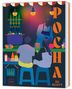 "Authentisches Streetfood aus Korea"; "Pocha Su Scott". Eine bunte Illustration von Menschen an einem Straßenstand., Buch