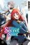 „A Tale of the Secret Saint“: Zwei Figuren in Rüstung, eine mit roten Haaren, in dynamischer Pose; Manga-Stil., Buch