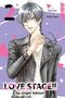 "LOVE STAGE!! Spotlight Edition". Manga-Stil: Junge mit Lederjacke, lila Hintergrund mit rosa und weißen Dreiecken., Buch