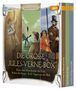 Text: "Rufus Beck liest. DIE GROSSE JULES-VERNE-BOX. Reise zum Mittelpunkt der Erde. Robur der Sieger. In 80 Tagen um die Welt." Drei Illustrationen von Szenen aus Jules Verne Geschichten., 3 MP3-CDs