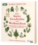 "Eine kurze Geschichte von Weihnachten" in roter Schrift, umgeben von weihnachtlichen Symbolen: Tannen, Glocken, Geschenk., MP3-CD