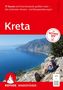 "77 Touren auf Griechenlands größter Insel – die schönsten Küsten- und Bergwanderungen Kreta". Eine Frau sitzt auf Felsen, Blick aufs Meer., Buch