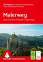 "Alle Etappen der beiden Fernwanderwege durch die Sächsische Schweiz" steht oben. Darunter Felsenlandschaft., Buch