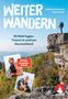 "Weiter Wandern", Kathrin Heckmann, Romy Robst. 25 Mehrtages-Touren, SPIEGEL Bestseller, Rother Logo. Wanderer auf Felsen.