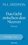 Text: "M. L. Stedman", "Das Licht zwischen den Meeren", "Roman", "vorläufiges Cover". Blauer Hintergrund, schlichtes Design., Buch