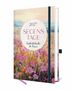 2027 Segens Tage Taschenkalender für Frauen. Illustration: Eine Wiese mit lila und rosa Blumen vor einem Horizont., Buch