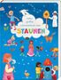 "Mein großes Wimmelbuch vom Staunen" in einer Wolke. Kinder spielen und erkunden, viele Tiere und bunte Details., Buch