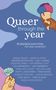 „Queer through the year“, Kurzgeschichten für jede Jahreszeit. Illustration: Hand hält Eis und Blume, Namenliste unten., Buch