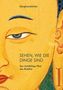 Buchtitel: "Sehen, wie die Dinge sind". Name: Sangharakshita. Ein illustriertes Gesicht mit geschlossenem Auge in warmen Farben., Buch