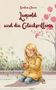 „Leopold und die Glücksritterin“ von Serafina Chirico vorne, Mädchen in gelbem Mantel kniet und hält Regenwurm, blühender Baum., Buch