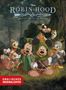 Text: "Robin Hood, Featuring Mickey and Donald. Englisches Originalcover." Illustration von Disney-Figuren im Wald., Buch