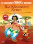 "Asterix - Das Königreich Nubien" in großer Schrift. Zwei Comicfiguren: ein kräftiger, großer Mann und ein kleinerer mit Helm., Buch