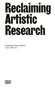 Reclaiming Artistic Research, Buch