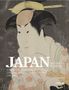 Text: "Japan auf Papier in Dresden. Utamaro, Hokusai, Hiroshige und die Grafik der Moderne um 1900." Illustration: Ein traditioneller japanischer Charakter mit Kimono.