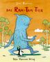 "Jens Rassmus, Das Ram-Tam-Tier, Peter Hammer Verlag." Ein blaues, fröhliches Monster spaziert mit einem Pinguin vor Bäumen., Buch