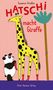 "HATSCHI macht Giraffe" von Susanne Straßer und "Peter Hammer Verlag". Illustration: Ein Panda strickt für eine Giraffe., Buch