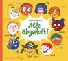 „Sabine Kranz, Alle abgeholt!“ in der Mitte. Fröhliche Kindergesichter in bunten Farben um einen gelben Hintergrund., Buch