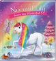 „Nia und Lily feiern das Winterfest“. Ein Einhorn mit Regenbogenmähne, zwei Feen und ein geschmückter Baum mit Geschenken., Buch