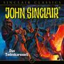 Logo „SINCLAIR CLASSICS“, „JOHN SINCLAIR“, Titel „Das Todeskarussell“. Illustration: Unheimliche Reiter auf Pferden., CD