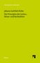 Text: "Philosophische Bibliothek, Johann Gottlieb Fichte, Die Principien der Gottes-, Sitten- und Rechtslehre, Meiner." Klarer, limettengrüner Hintergrund mit kleinem Logo unten rechts.