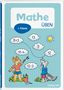 „Mathe üben, 1. Klasse“. Zwei Tiere malen Wolken mit Zahlen und Rechenaufgaben auf kariertem Hintergrund., Buch