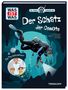 Buchtitel: "Der Schatz der Cenote". Illustration: Taucher in Höhle, beleuchtet mit Taschenlampe. Drei Personen im Kreis., Buch