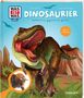 „Dinosaurier: Gefährlich, gigantisch, genial. Ab 4 Jahren“ steht auf einer Buchcover-Illustration mit Dinosauriern., Buch